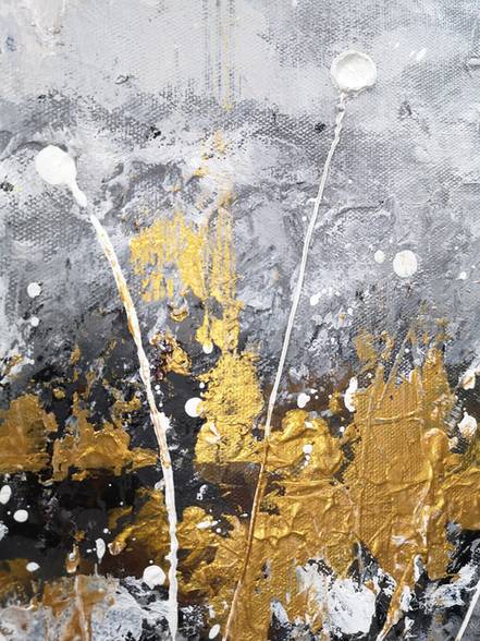 Black Original Gold Room Grey Abstract Canvas Wall Art 5XY05